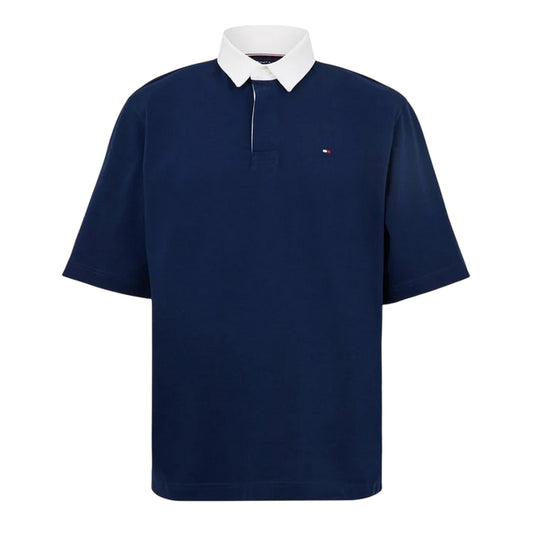 Navy - Front - Tommy Hilfiger Mens Flag Short-Sleeved Polo Shirt