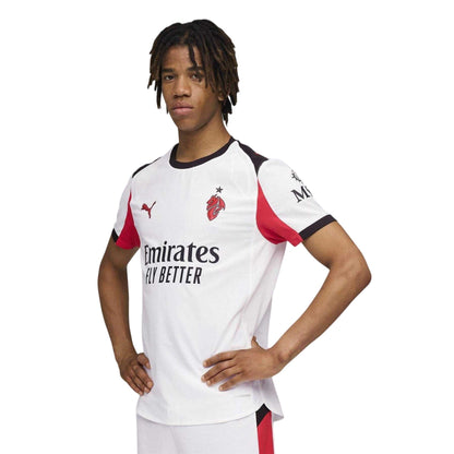 Off White-Deep Crimson Red - Pack Shot - Puma Mens Authentic 25-26 AC Milan Badge Football Away Shirt