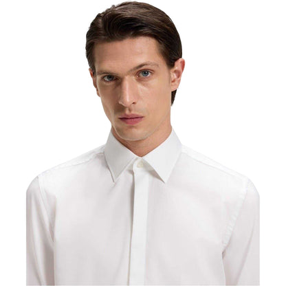 White - Side - Boss Mens Collared Formal Shirt