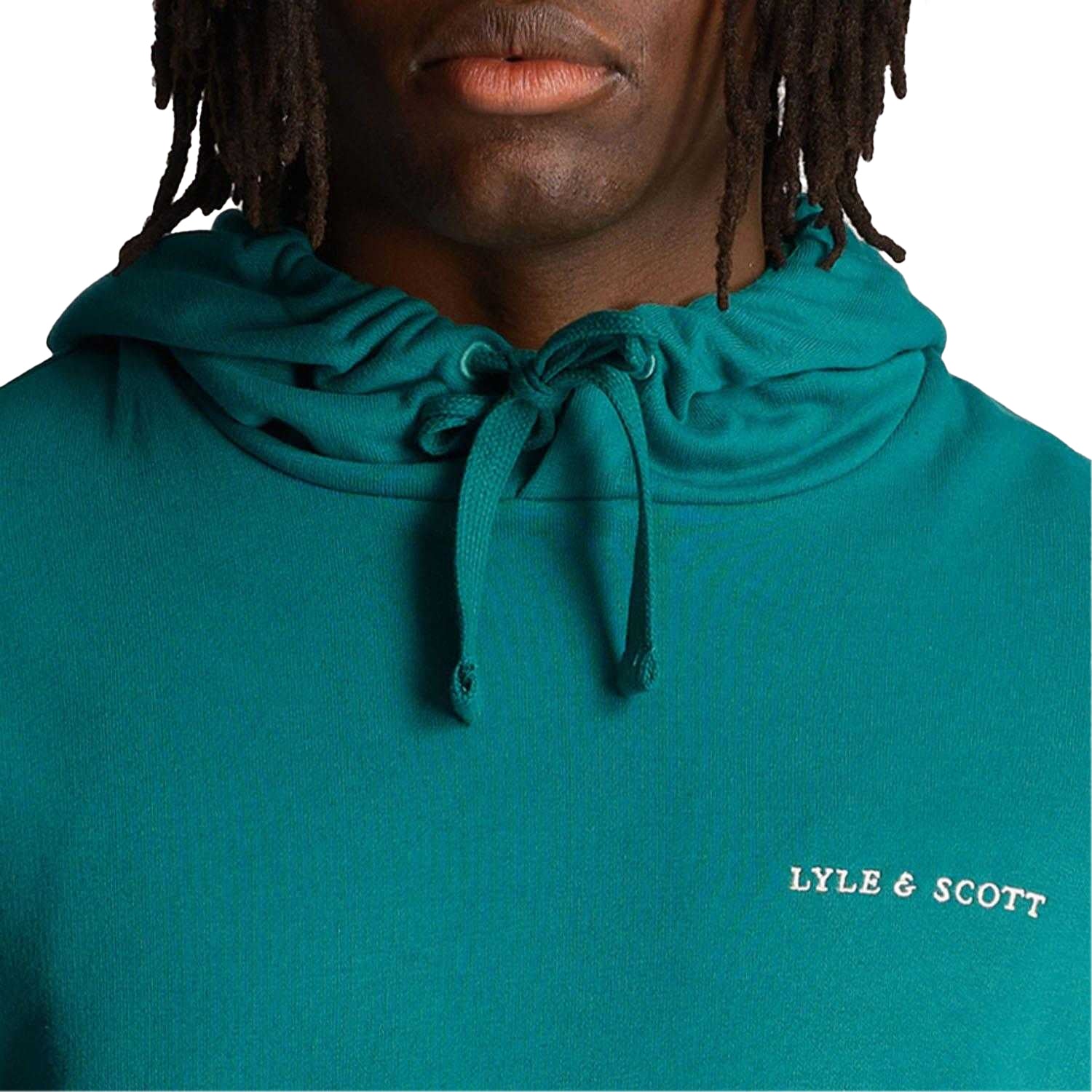 Green - Pack Shot - Lyle & Scott Mens Embroidered Loopback Hoodie