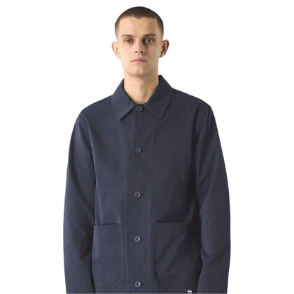 Navy - Side - Pretty Green Mens Patterned Front Pocket Overshirt