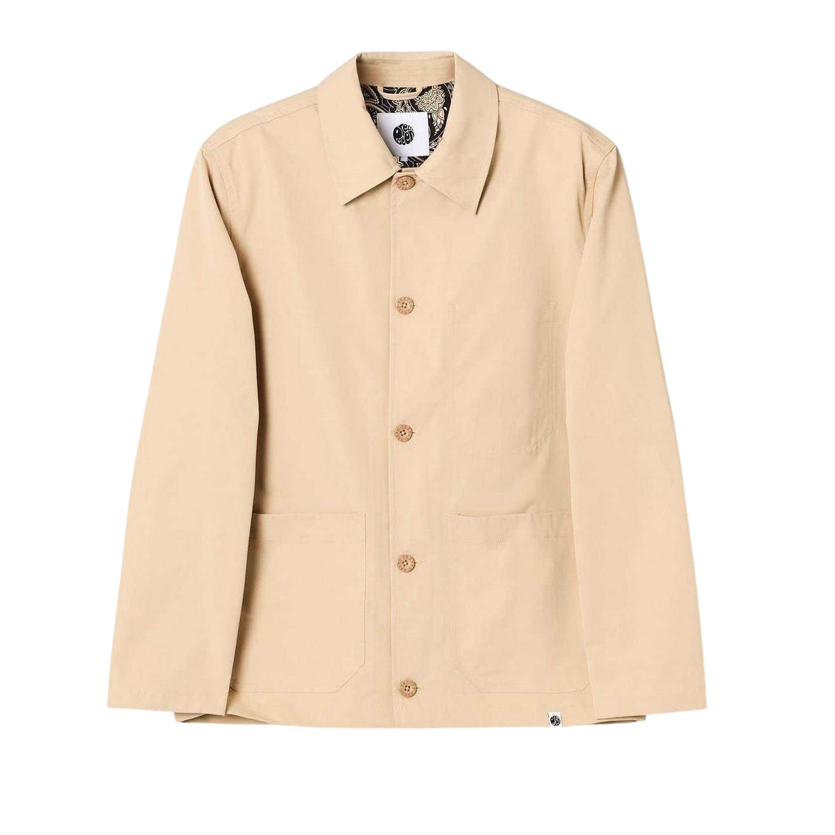 Sand - Front - Pretty Green Mens Patterned Front Pocket Overshirt