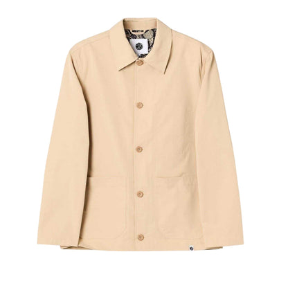 Sand - Front - Pretty Green Mens Patterned Front Pocket Overshirt