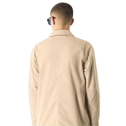 Sand - Back - Pretty Green Mens Patterned Front Pocket Overshirt