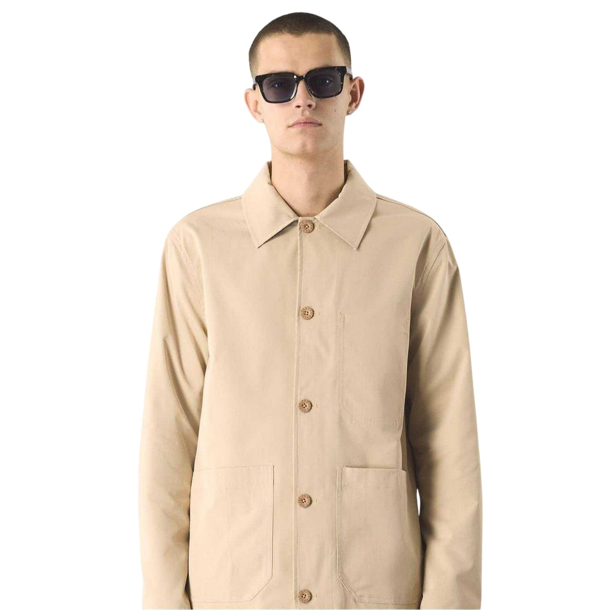 Sand - Side - Pretty Green Mens Patterned Front Pocket Overshirt