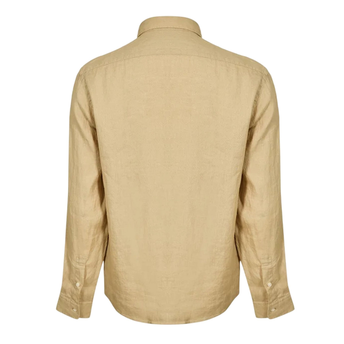 Beige - Back - Boss Mens Liam Linen Blend Long-Sleeved Shirt
