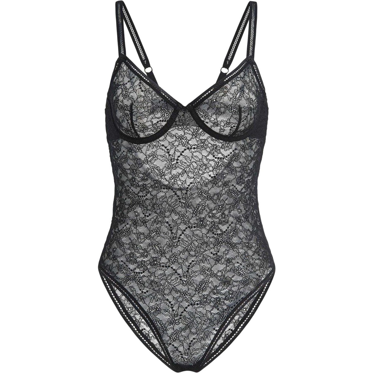 Black - Front - Wolford Womens-Ladies Geometric Recycled Bodysuit