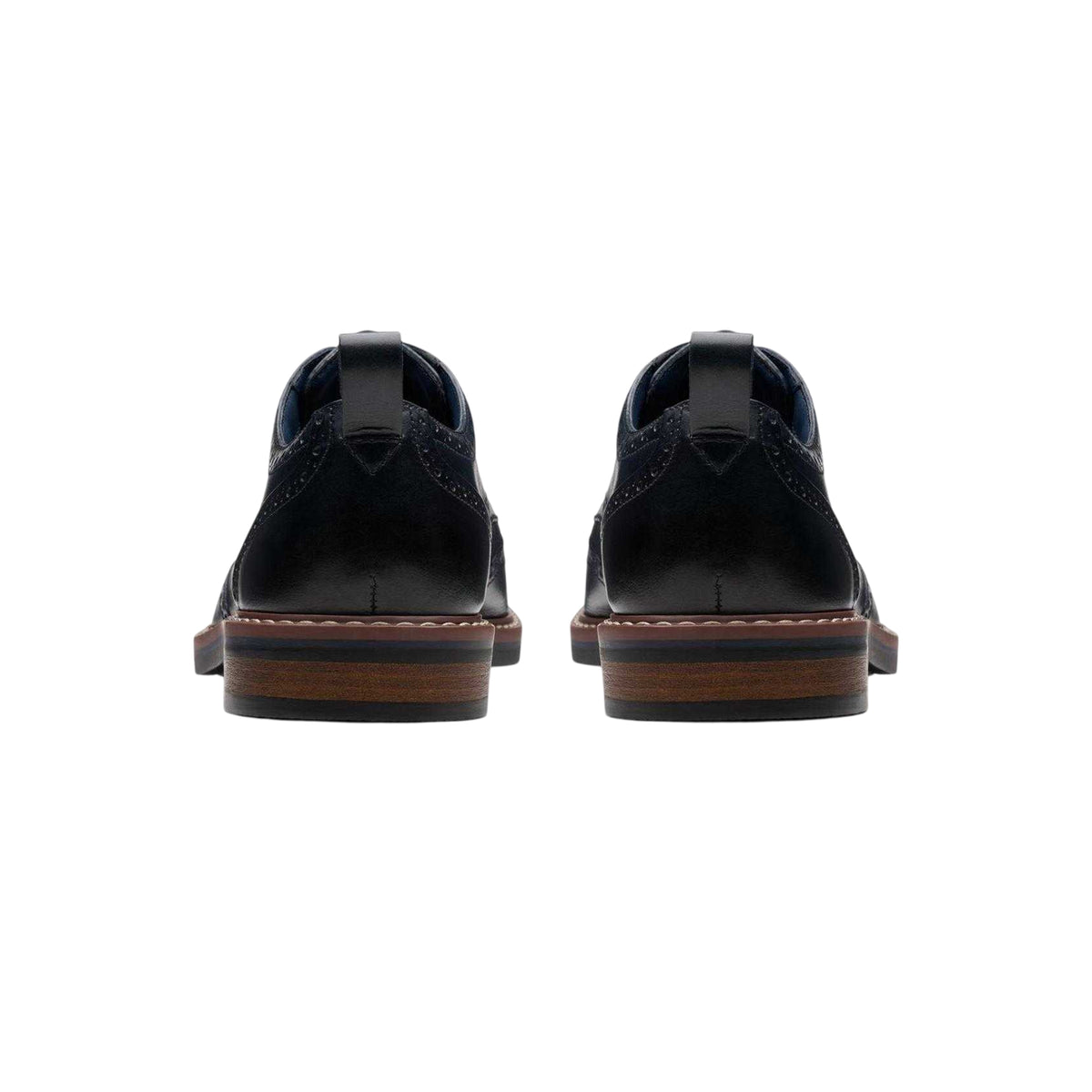 Navy - Back - Clarks Mens Aldwin Limit Leather Brogues