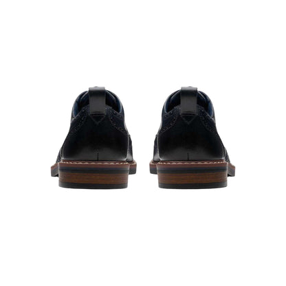 Navy - Back - Clarks Mens Aldwin Limit Leather Brogues