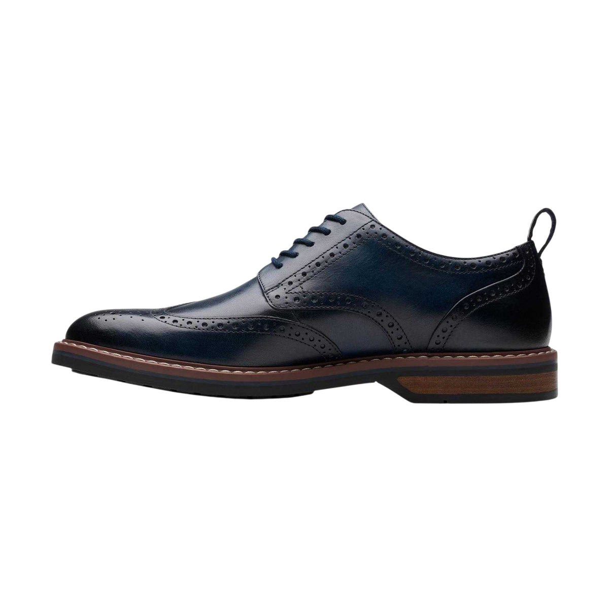 Navy - Side - Clarks Mens Aldwin Limit Leather Brogues