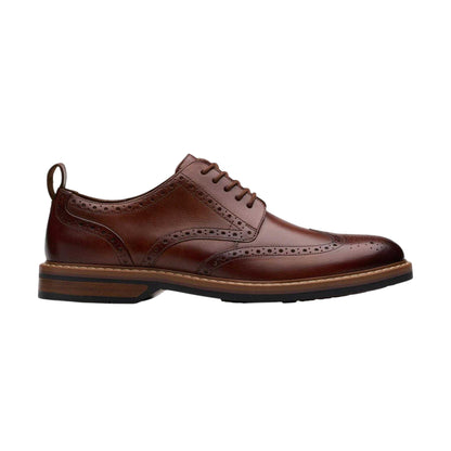 Tan - Front - Clarks Mens Aldwin Limit Leather Brogues