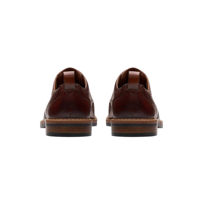 Tan - Back - Clarks Mens Aldwin Limit Leather Brogues