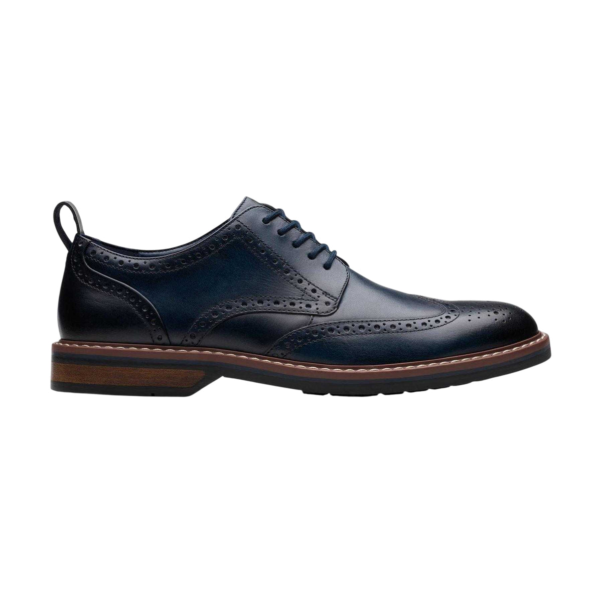 Navy - Front - Clarks Mens Aldwin Limit Leather Brogues
