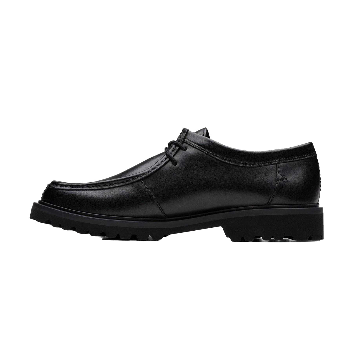 Black - Side - Clarks Mens Berwick Seam Leather Moc Toe Shoes