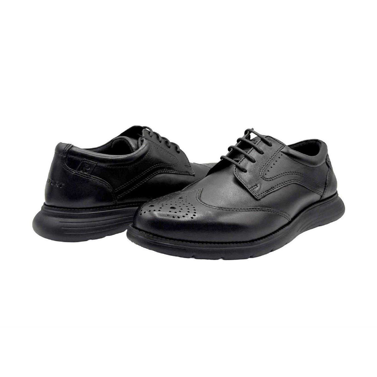 Black - Back - Rockport Mens Total Motion Leather Brogues