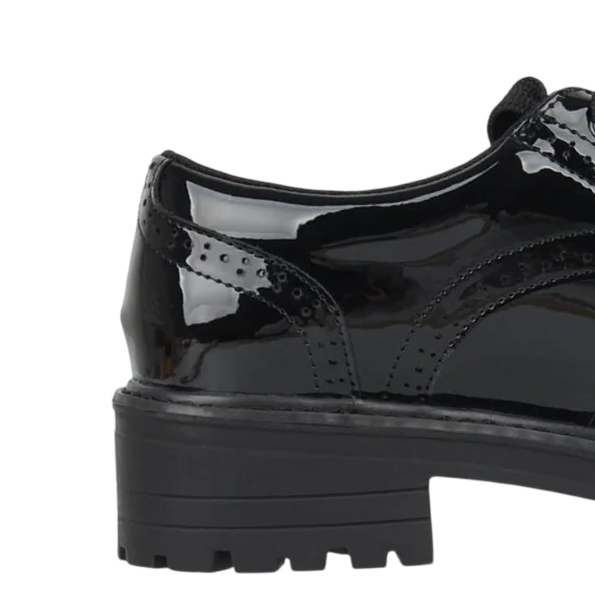 Black Patent - Lifestyle - Miso Girls Brogue Detailing Block Heel Shoes