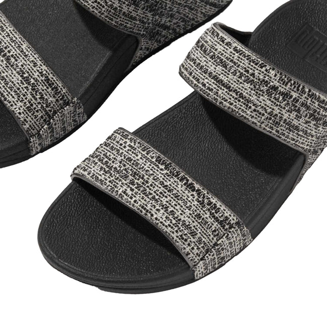 Black - Pack Shot - Fit Flop Womens-Ladies Lulu Shimmer Weave Sliders