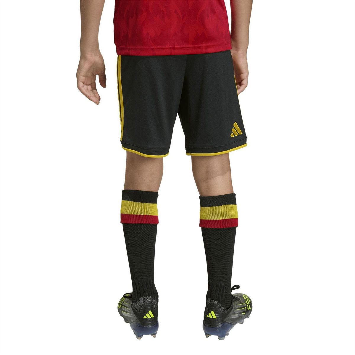 Black-Gold - Back - Adidas Childrens-Kids World Cup 2026 Belgium Football Shorts