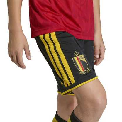 Black-Gold - Side - Adidas Childrens-Kids World Cup 2026 Belgium Football Shorts