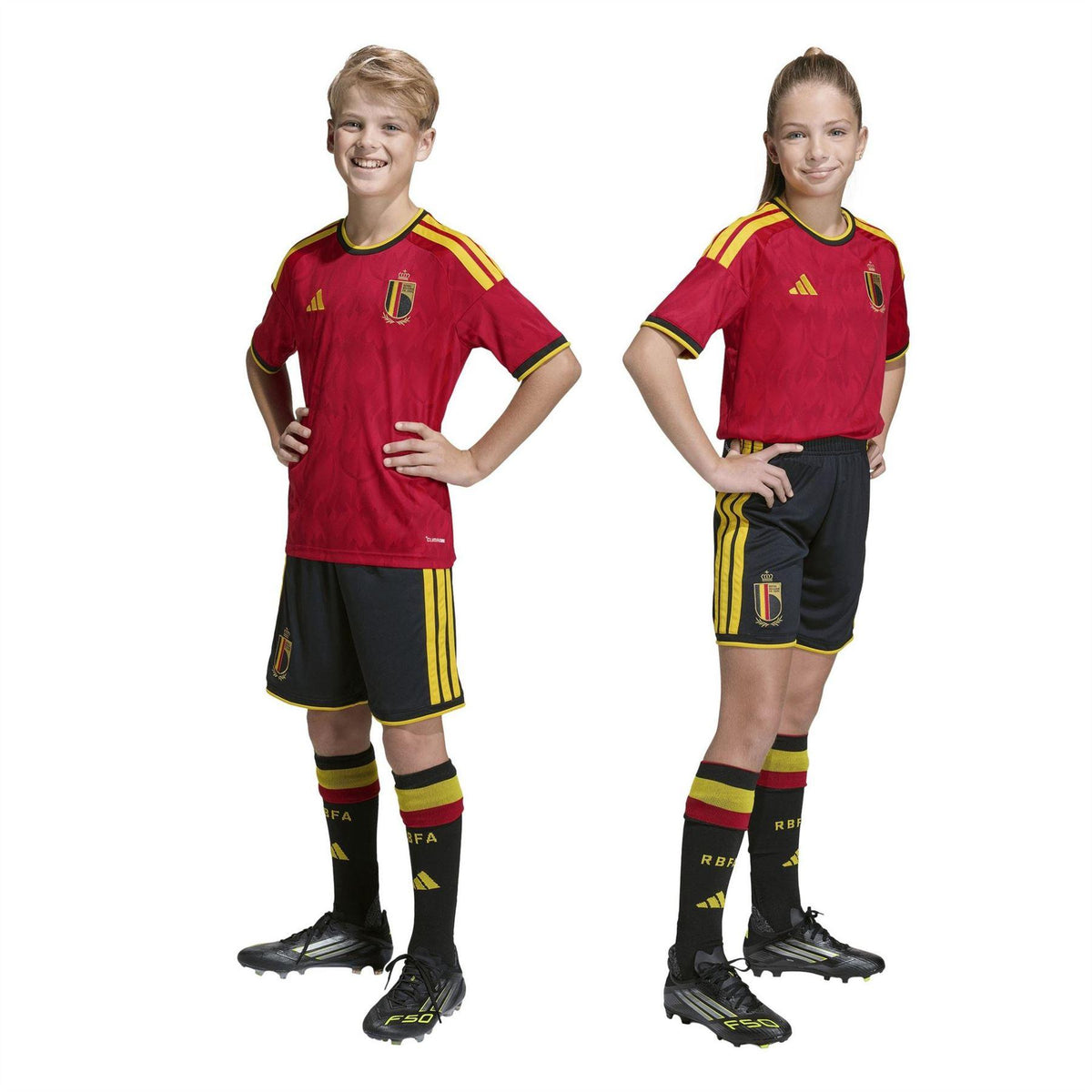 Black-Gold - Pack Shot - Adidas Childrens-Kids World Cup 2026 Belgium Football Shorts