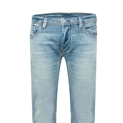 Blue Denim - Side - Diesel Mens 1985 Larkee Denim Straight Jeans