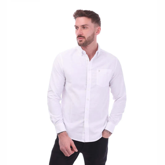 White - Front - Farah Mens Drayton Long-Sleeved Shirt