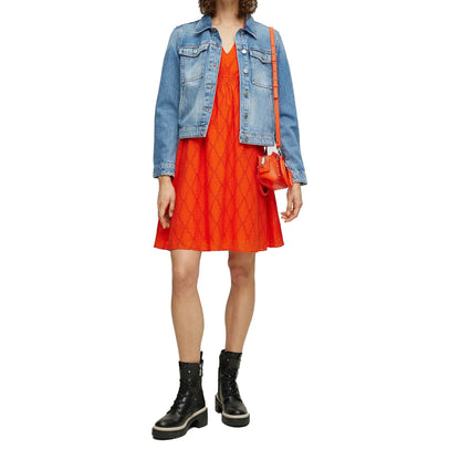 Orange Print - Close up - Boss Womens-Ladies Dizziano Dress