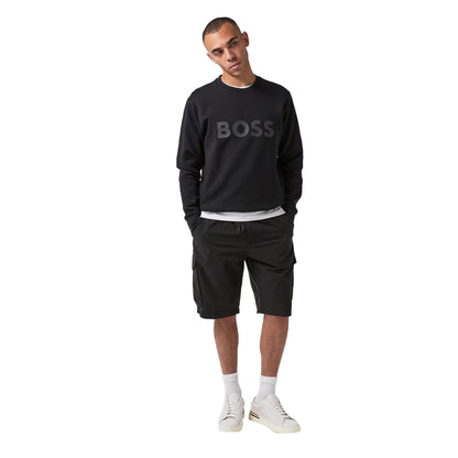 Black - Close up - Boss Mens Solid Cargo Shorts