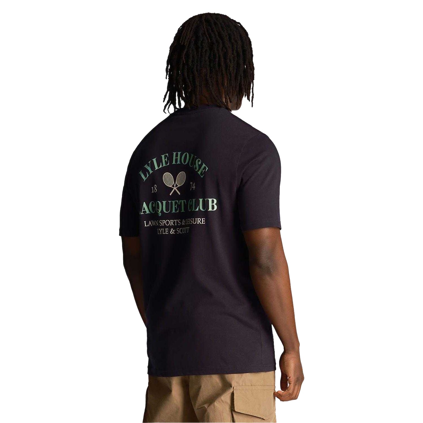 Navy - Back - Lyle & Scott Mens Racquet Club Graphic T-Shirt