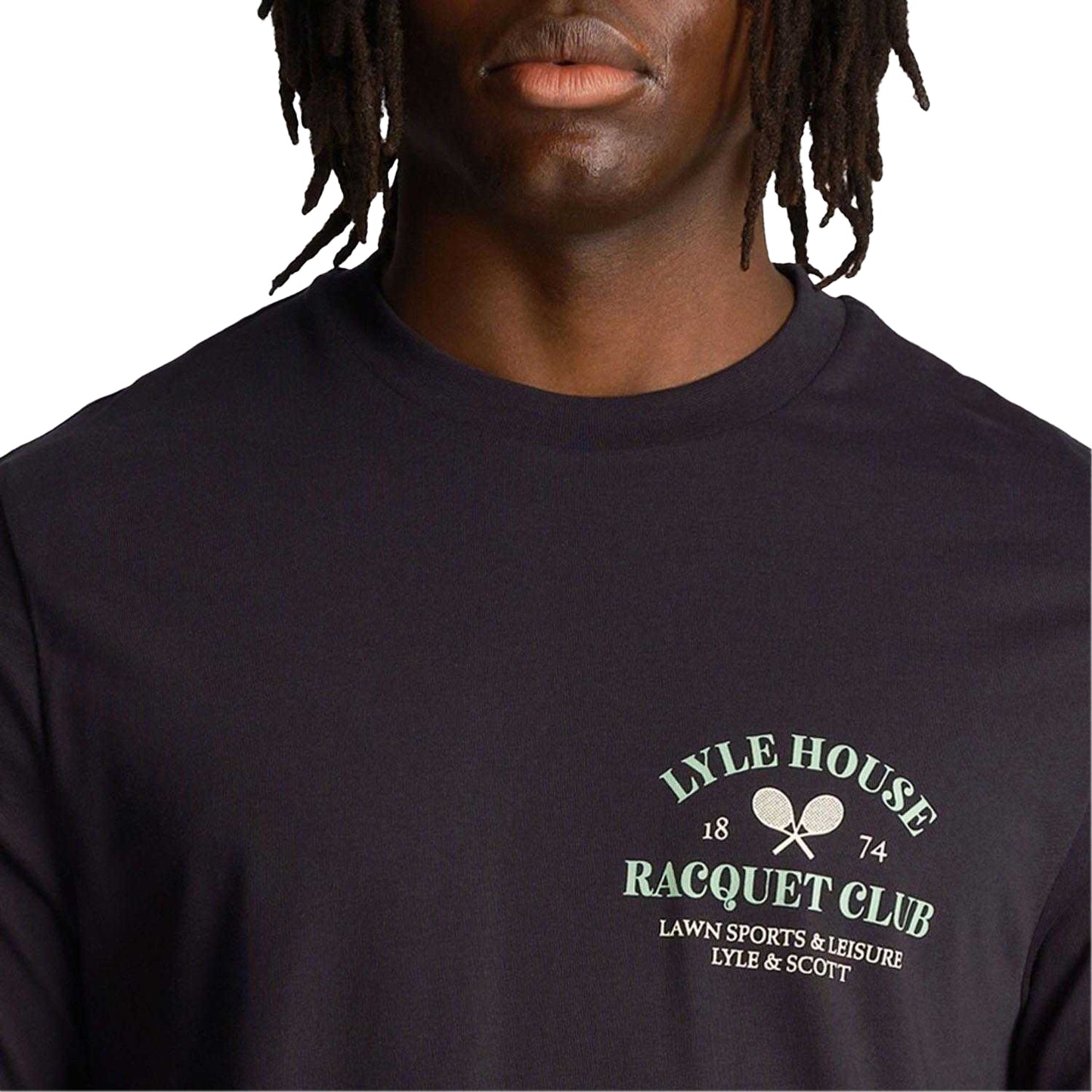 Navy - Side - Lyle & Scott Mens Racquet Club Graphic T-Shirt