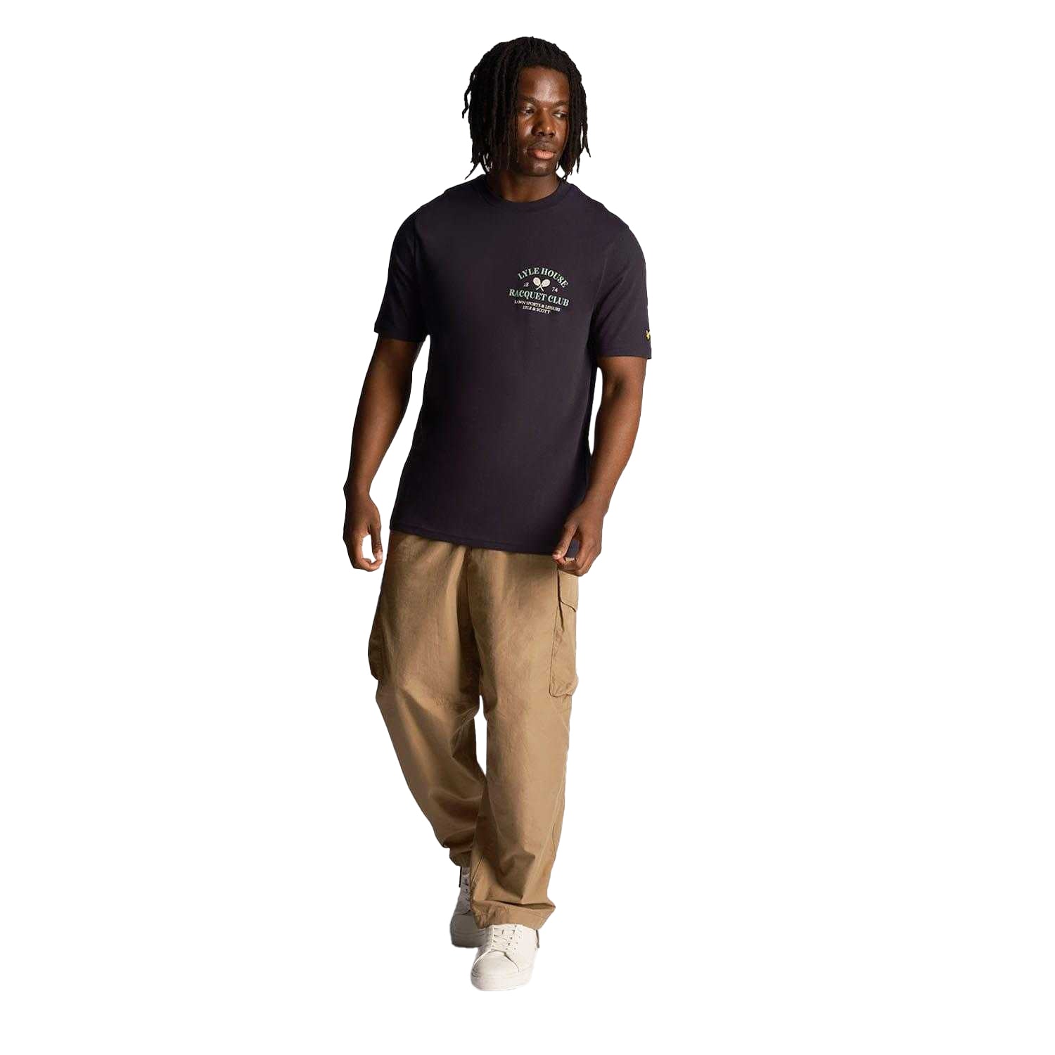 Navy - Pack Shot - Lyle & Scott Mens Racquet Club Graphic T-Shirt