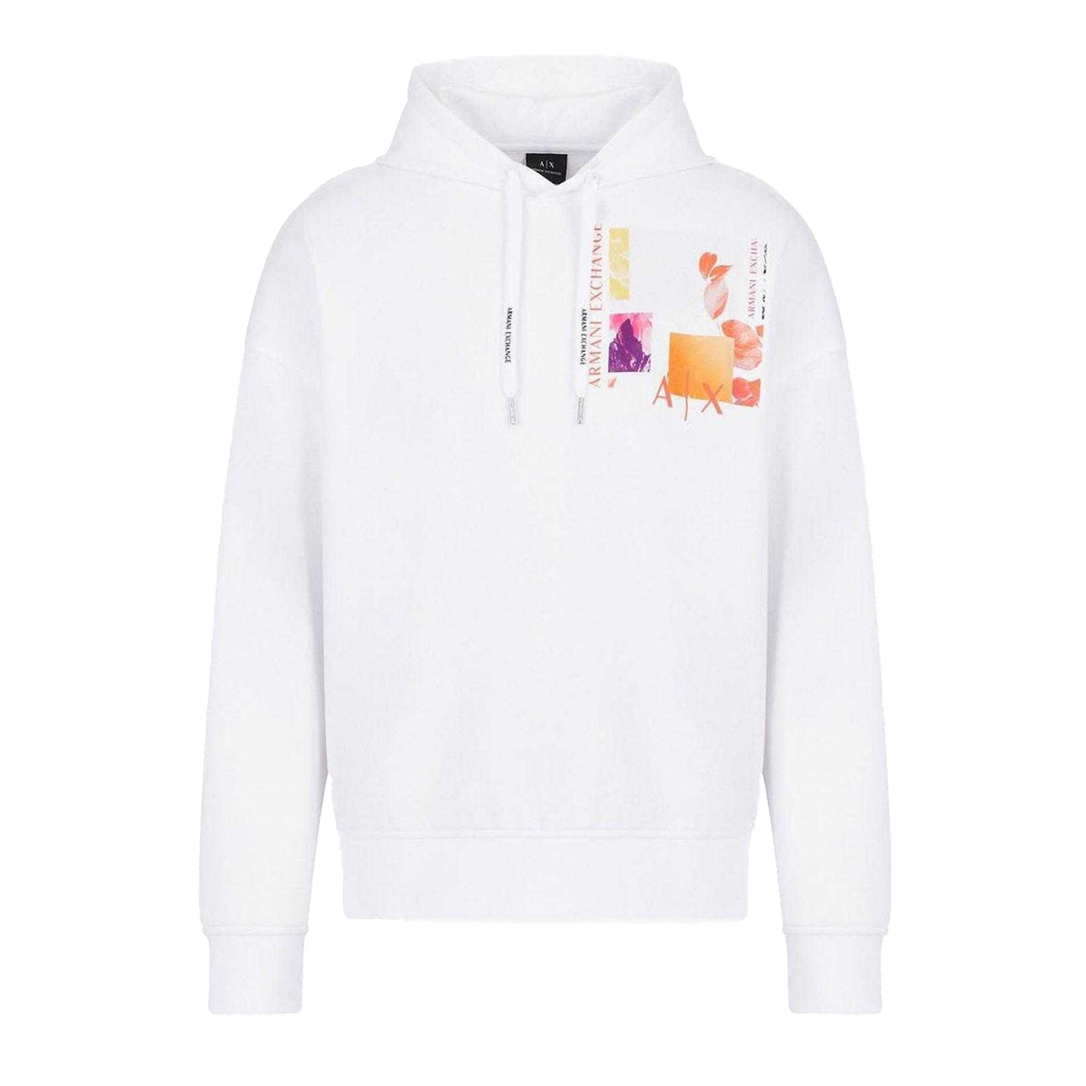 White - Front - Armani Exchange Mens AX Pull Over Hoodie