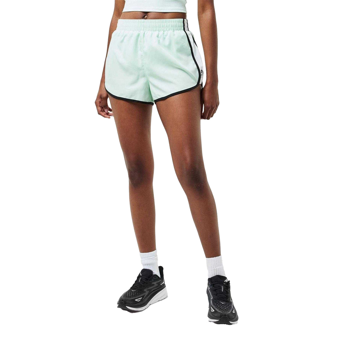 Mint Green-White - Lifestyle - PE Nation Womens-Ladies Contrast Piping Performance Gym Shorts