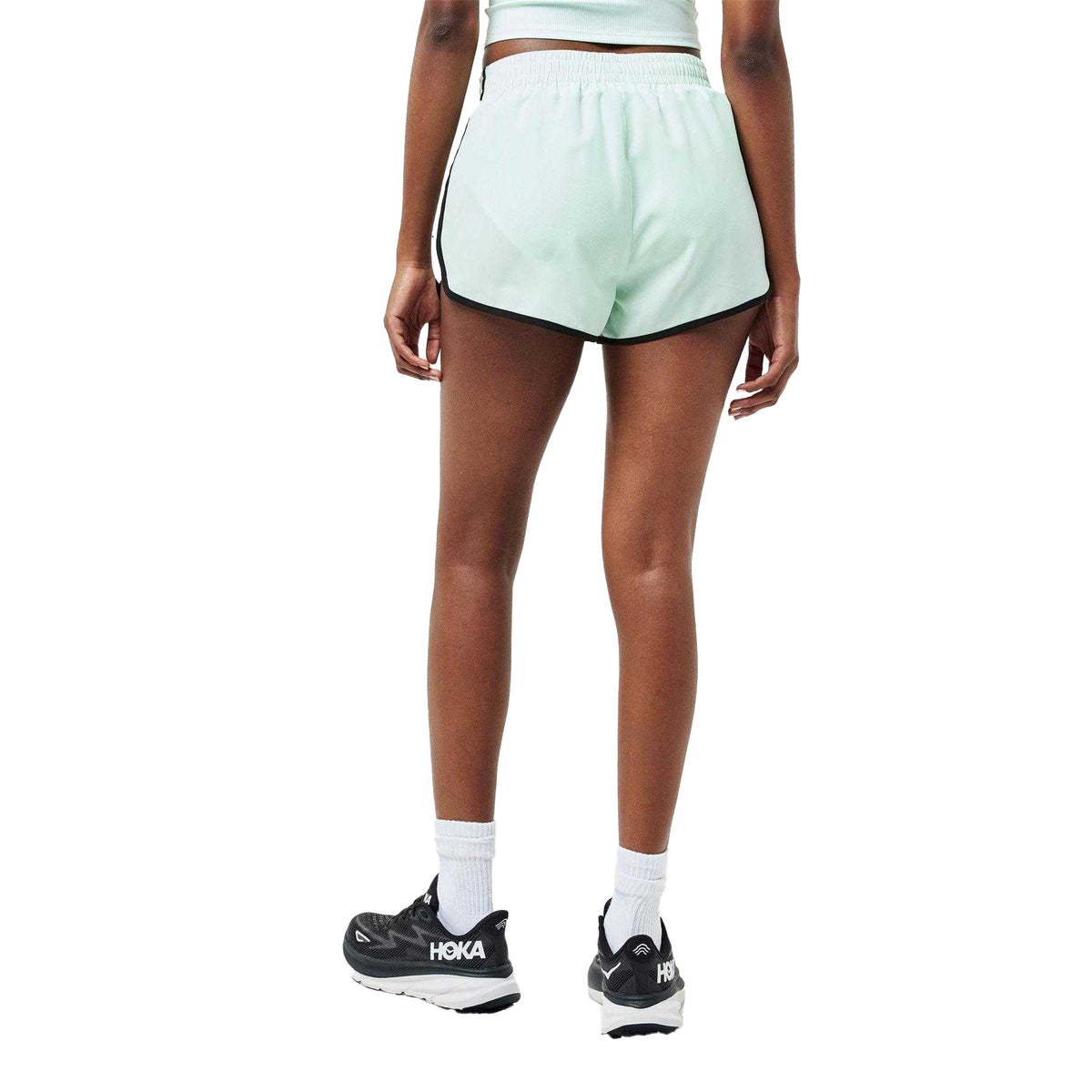 Mint Green-White - Pack Shot - PE Nation Womens-Ladies Contrast Piping Performance Gym Shorts