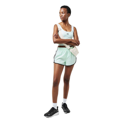 Mint Green-White - Close up - PE Nation Womens-Ladies Contrast Piping Performance Gym Shorts