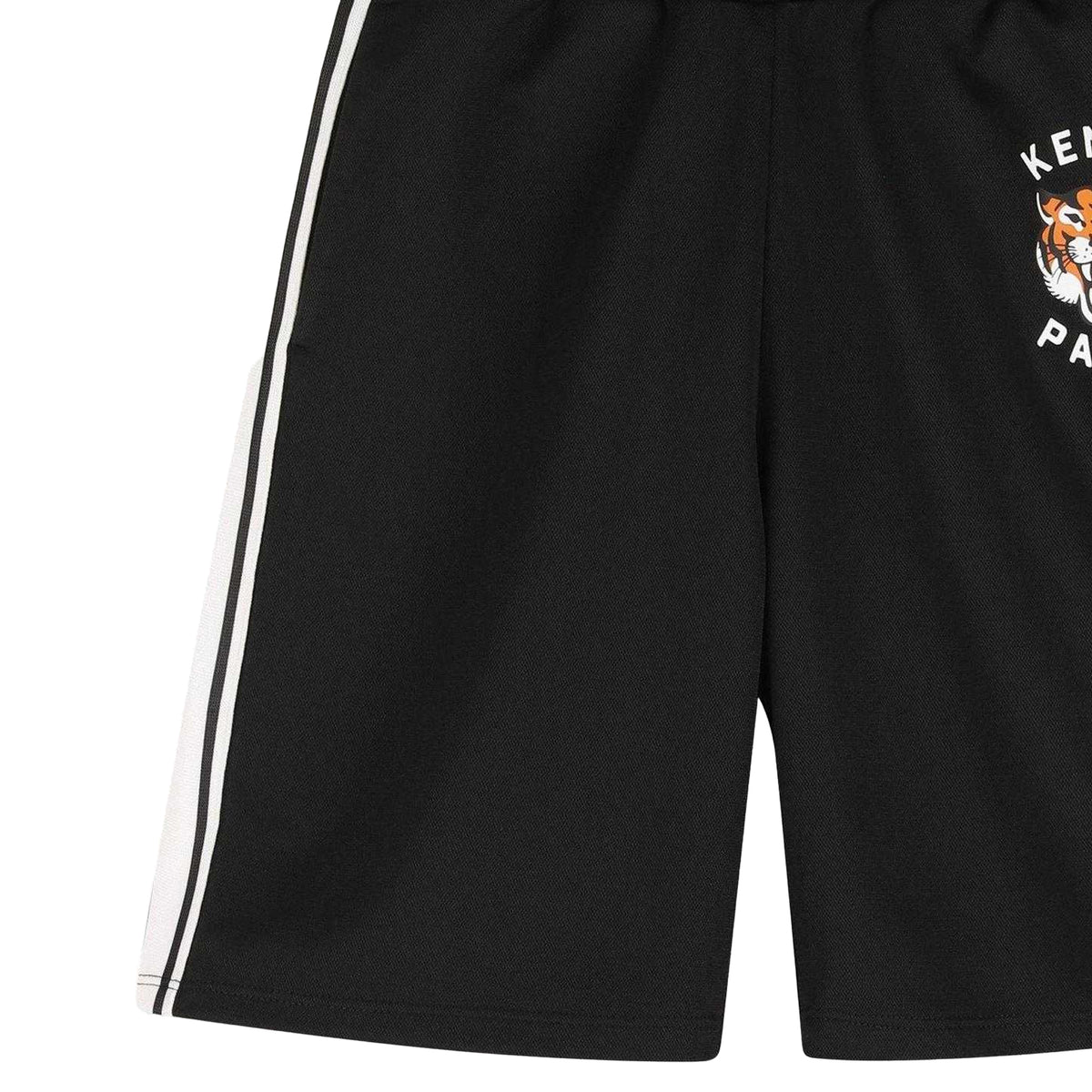 Black - Side - Kenzo Childrens-Kids Paris Fleece Tiger Shorts