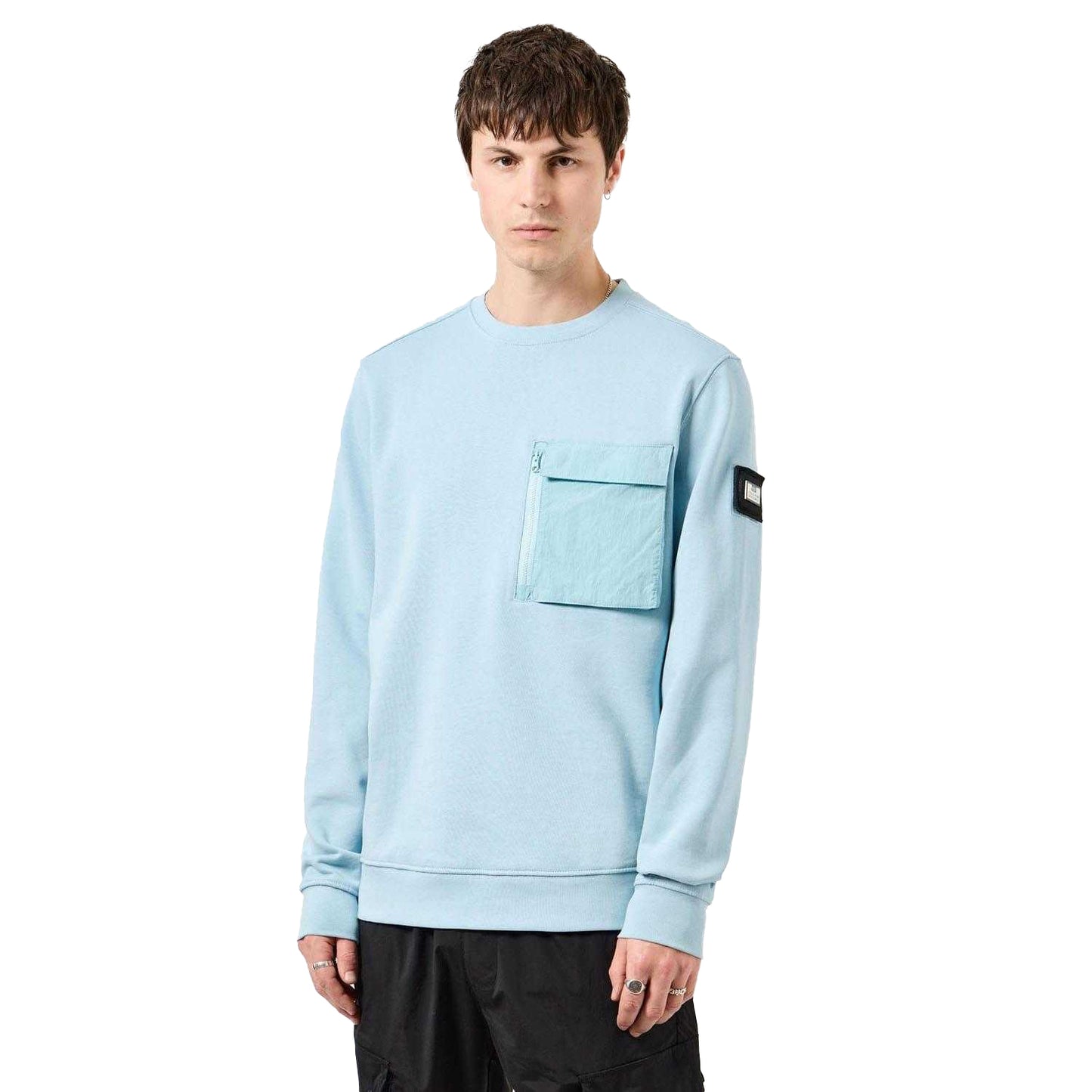 Light Blue - Close up - Weekend Offender Mens Neve Sweatshirt