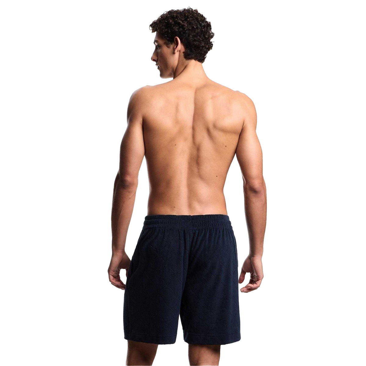 Navy - Back - Emporio Armani EA7 Mens Fleece Shorts