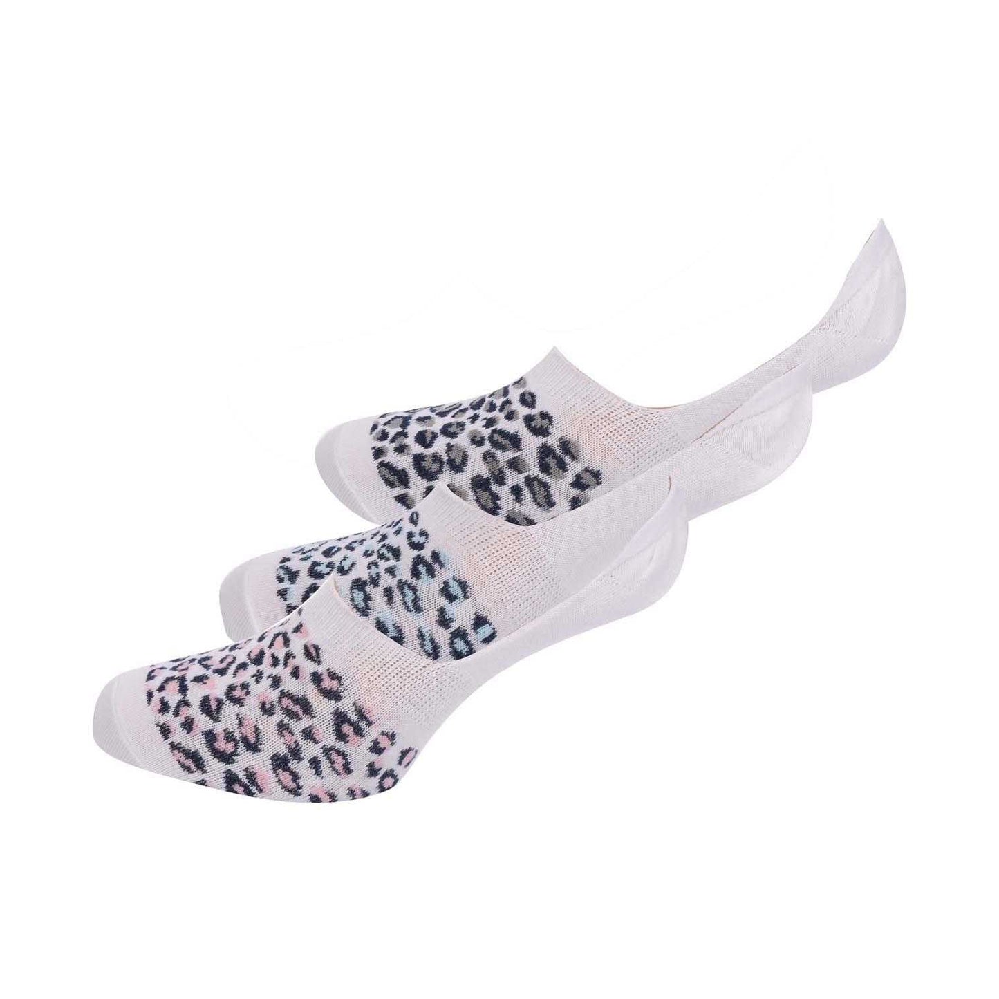 White - Back - Lee Unisex Adult Leopard Print Liner Socks (Pack of 3)