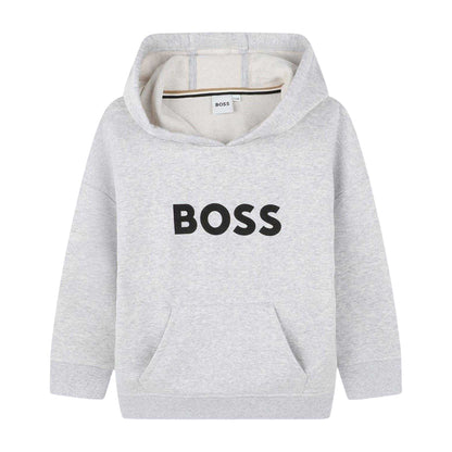 Grey - Front - Boss Childrens-Kids Print Logo Hoodie