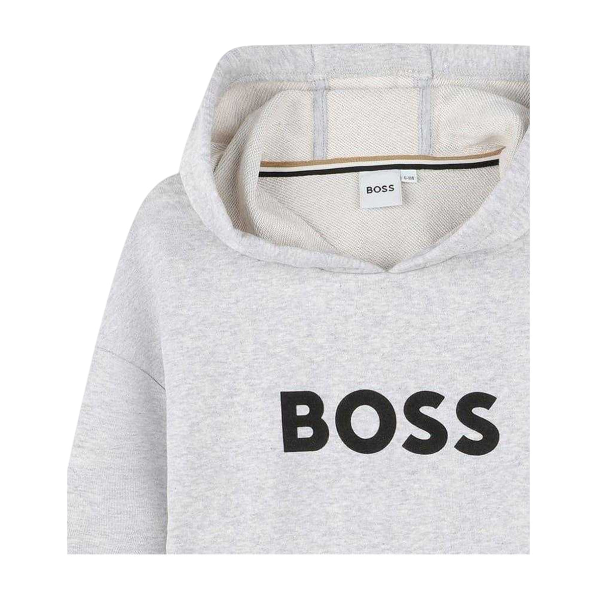 Grey - Side - Boss Childrens-Kids Print Logo Hoodie