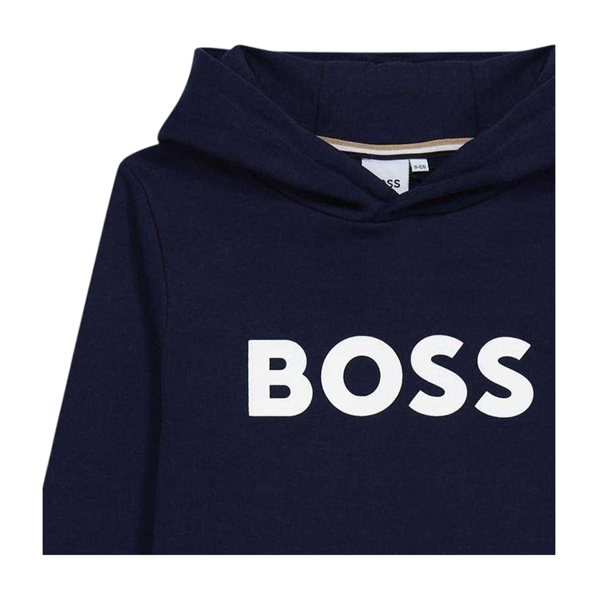 Navy - Side - Boss Childrens-Kids Print Logo Hoodie