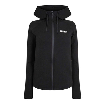 Puma Black - Front - Puma Womens-Ladies Logo Hooded Regular Sweat Jacket