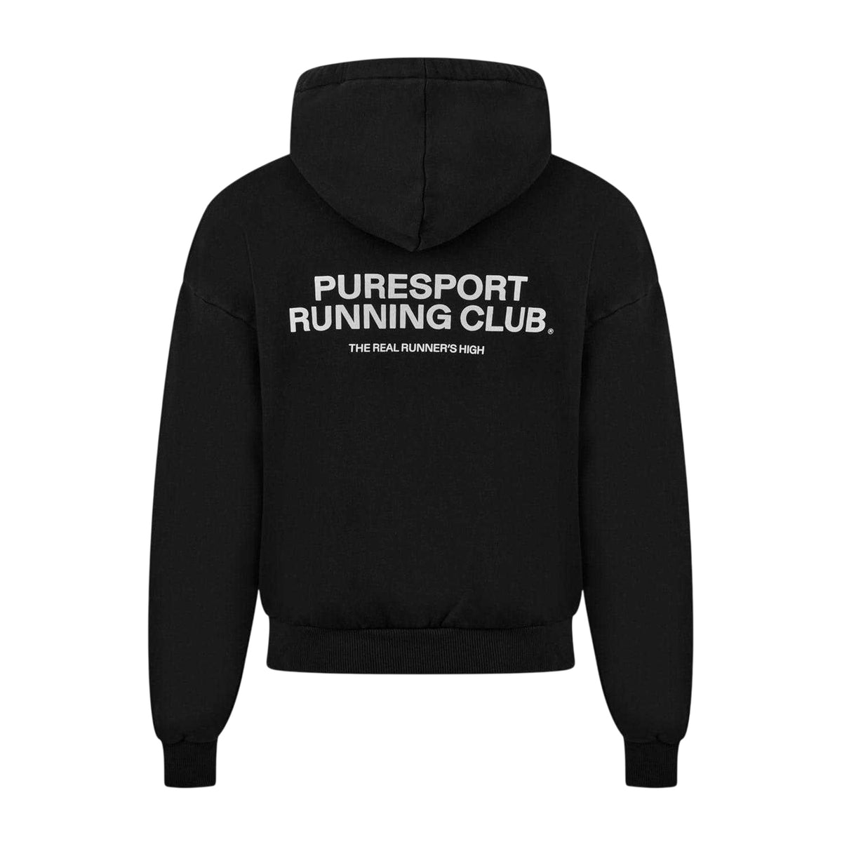 Black - Back - Puresport Mens Running Club Organic Cotton Pullover Hoodie