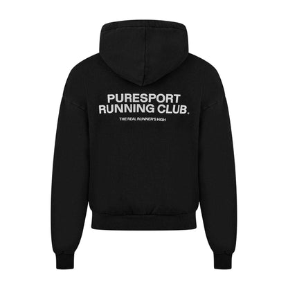 Black - Back - Puresport Mens Running Club Organic Cotton Pullover Hoodie