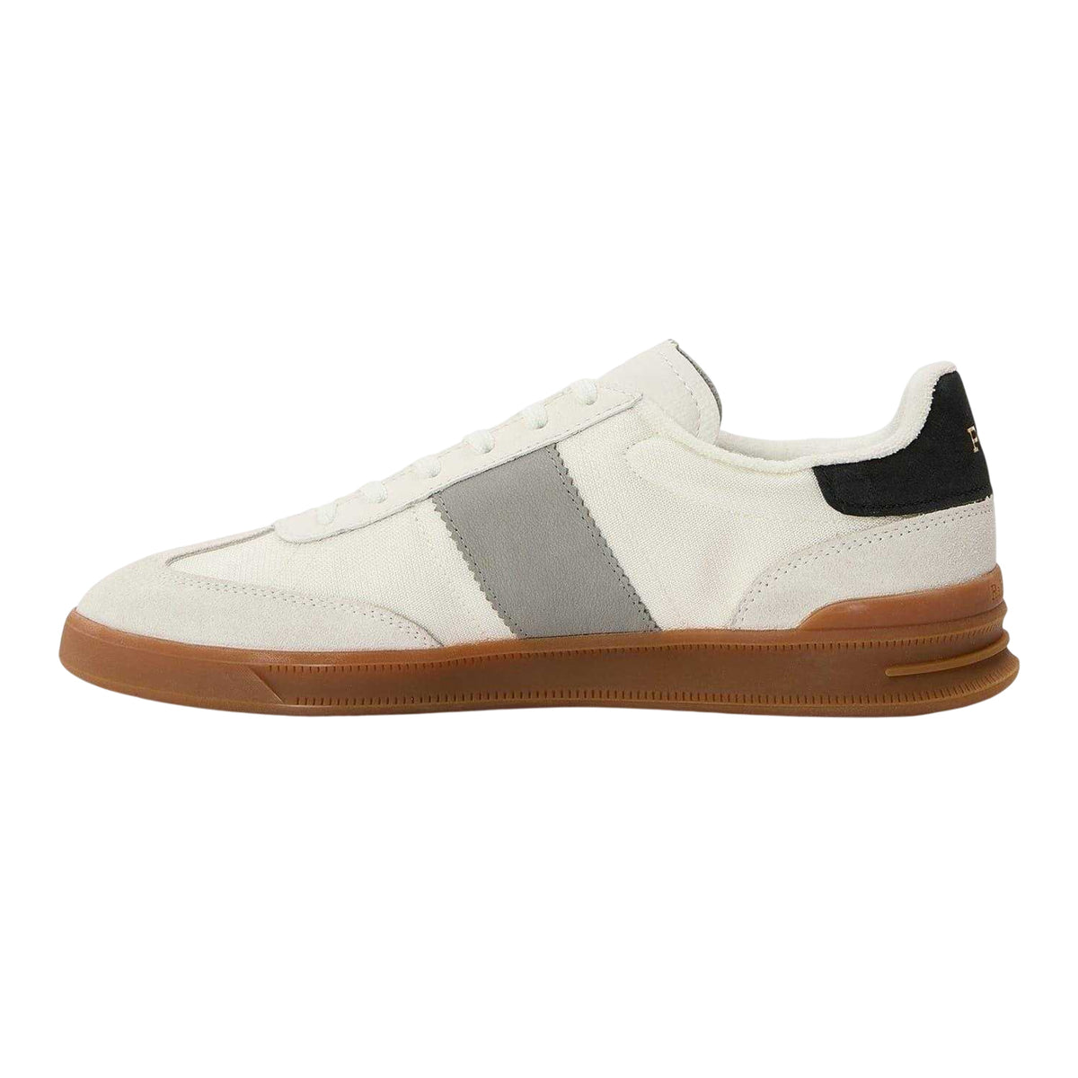 White-Grey-Black - Back - Ralph Lauren Mens Heritage Aera Suede Trainers