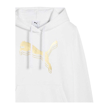 White-Metallic - Side - Puma Womens-Ladies Essentials Metallic Detail Hoodie