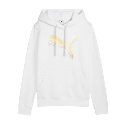 White-Metallic - Front - Puma Womens-Ladies Essentials Metallic Detail Hoodie