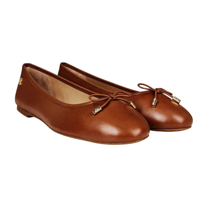 Saddle Brown - Lifestyle - Ralph Lauren Womens-Ladies Jayna Bow Leather Pumps