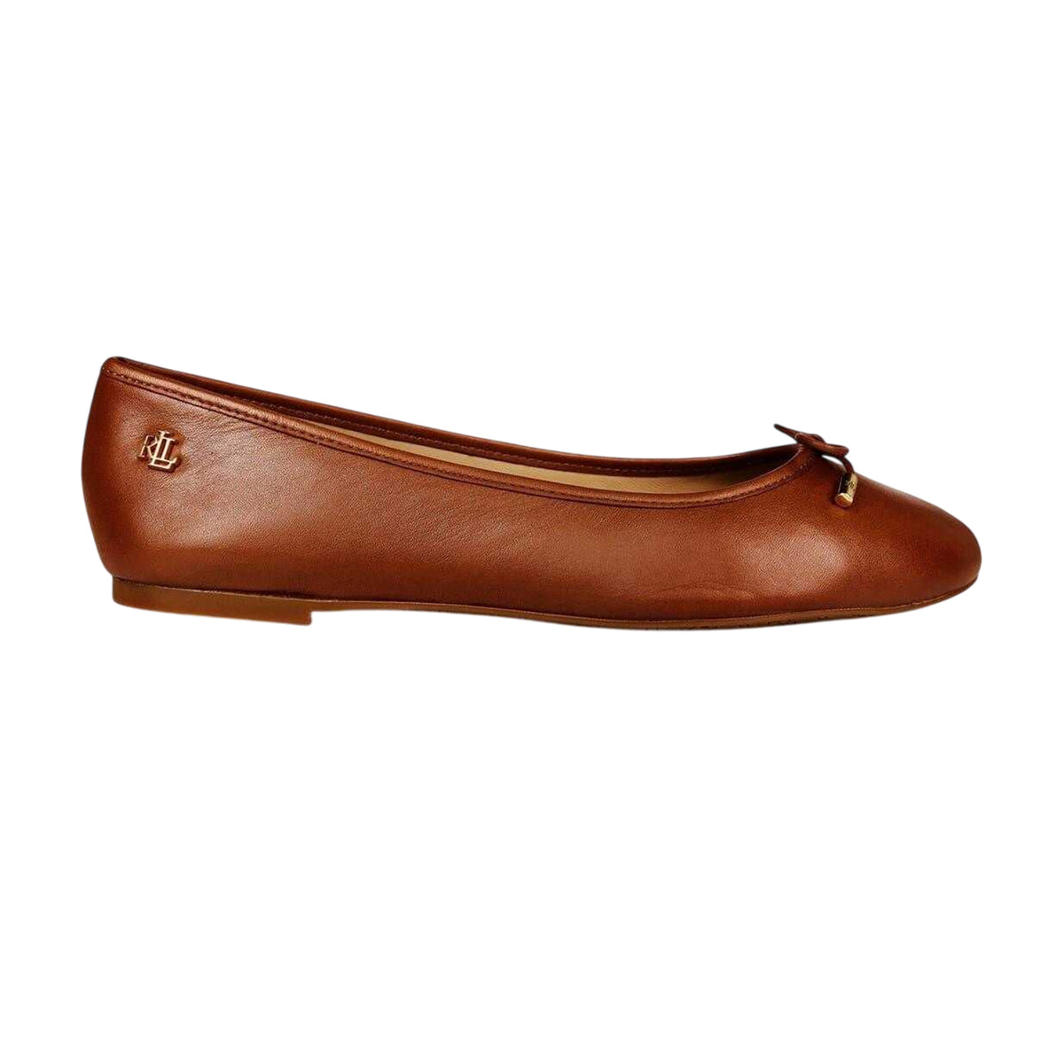 Saddle Brown - Front - Ralph Lauren Womens-Ladies Jayna Bow Leather Pumps